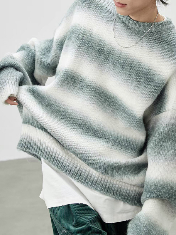 Suéter suelto con rayas ombre para hombre-1