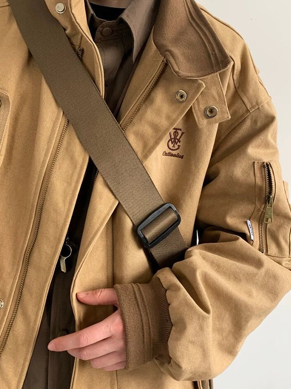 Chaqueta con empalme de cuello con solapa y bordado vintage para hombre-5