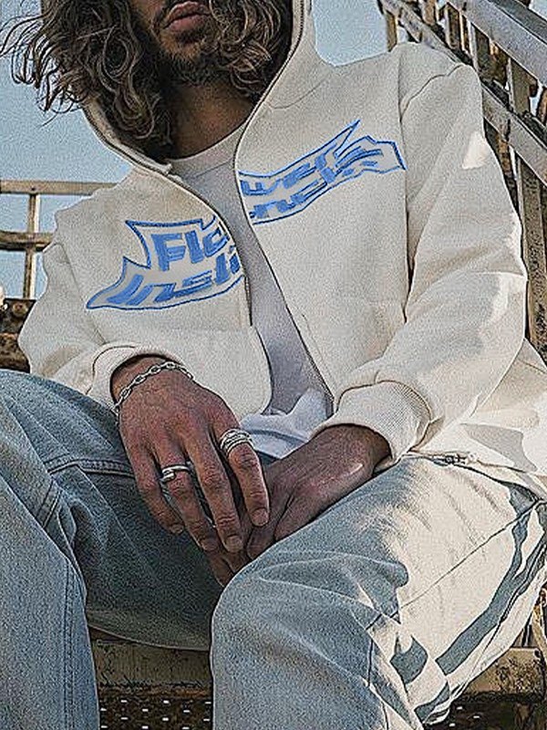 Sudadera con capucha y cremallera con bordado Flower Instinct para hombre-2