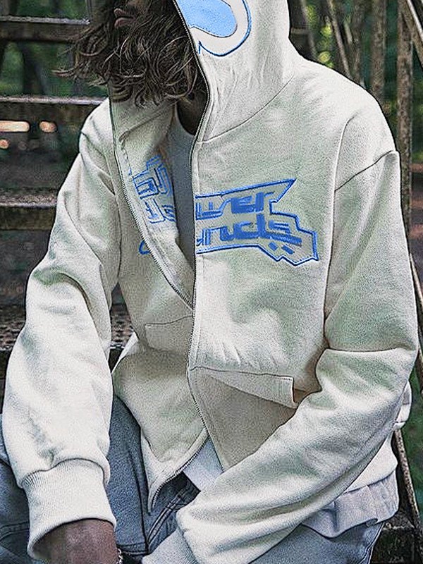 Sudadera con capucha y cremallera con bordado Flower Instinct para hombre-1
