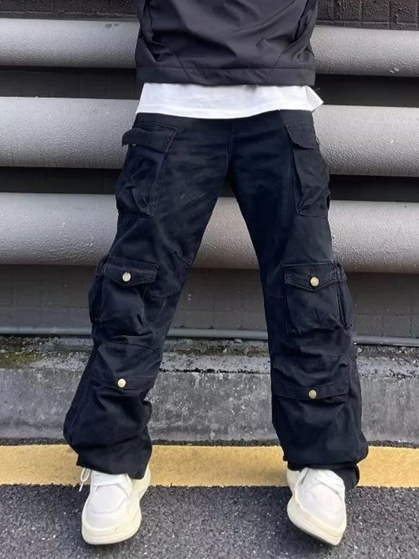 Pantalones cargo sueltos con bolsillo vintage para hombre-1