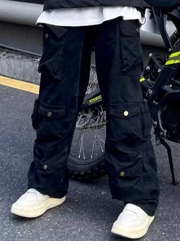 Pantalones cargo sueltos con bolsillo vintage para hombre-2