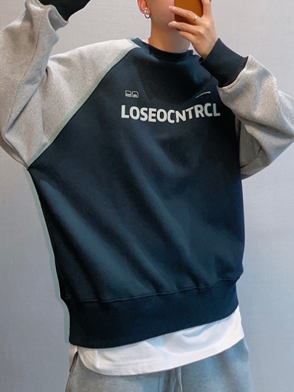 Sudadera de hombre con estampado de letras raglán-1