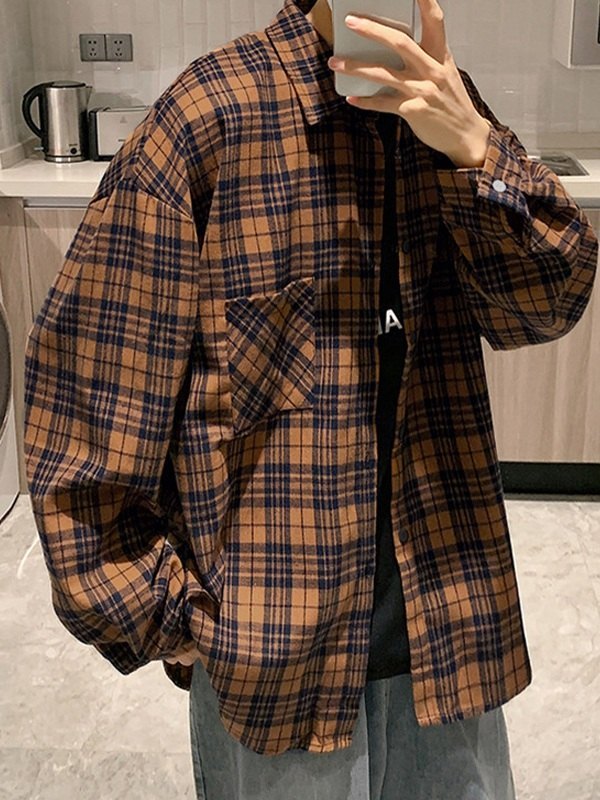 Camisas de manga larga a cuadros para hombre-3
