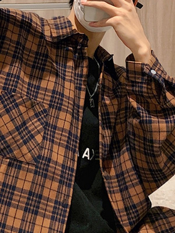 Camisas de manga larga a cuadros para hombre-2