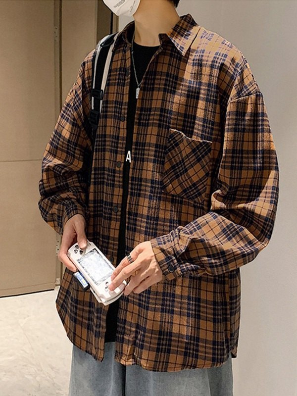 Camisas de manga larga a cuadros para hombre-4