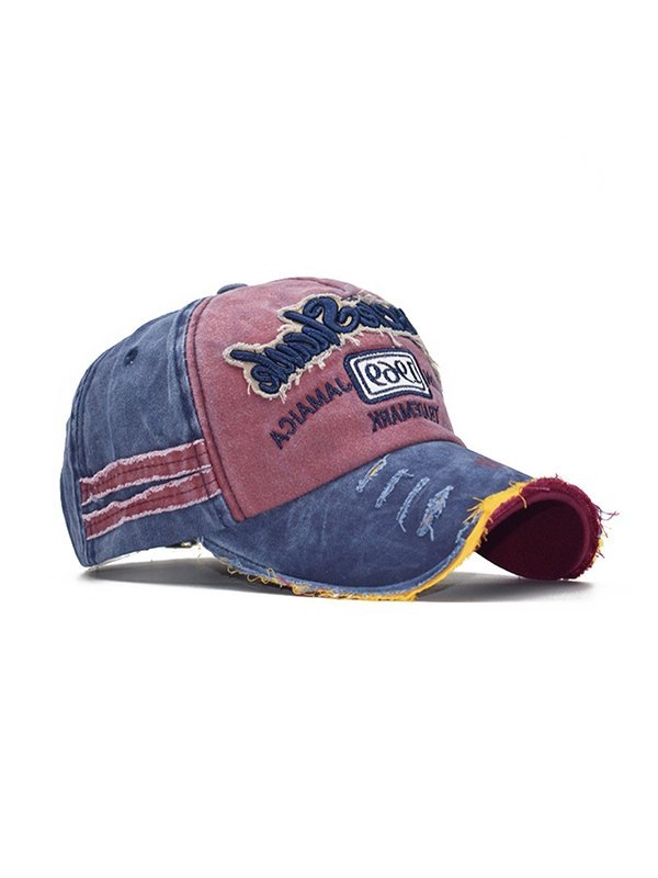 Gorra de béisbol desgastada con patchwork bordado-1