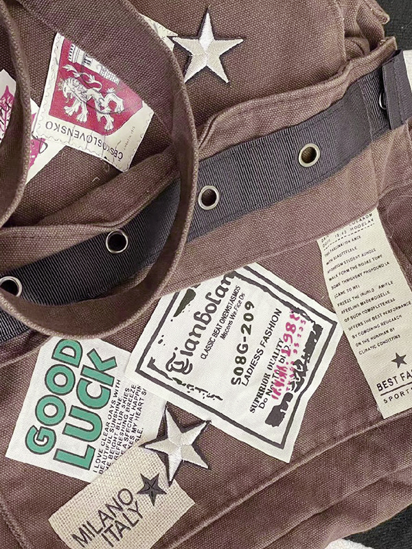 Bolso bandolera con diseño de parche vintage-6